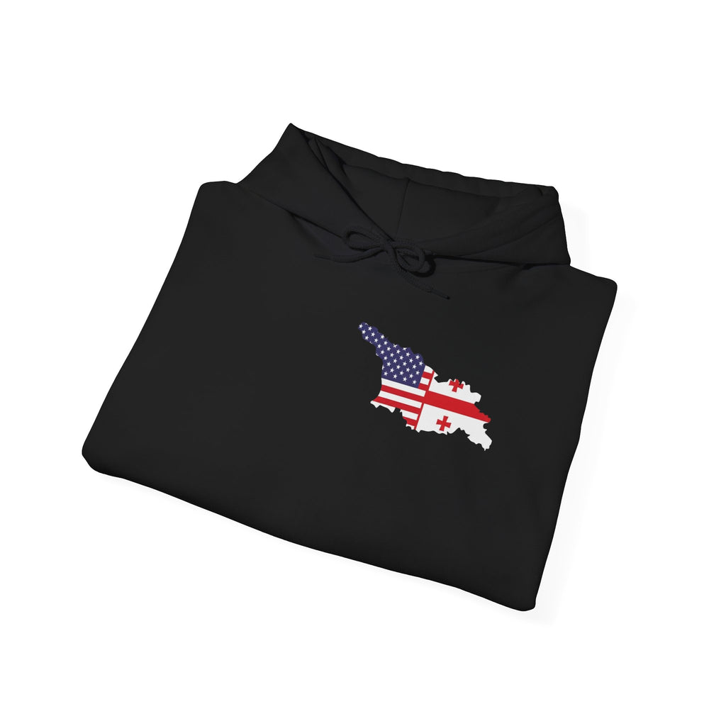 MERAB DVALISHVILI Hoodie – USA &GEORGIA Flag Small Chest + Back Wrestler Belt Design