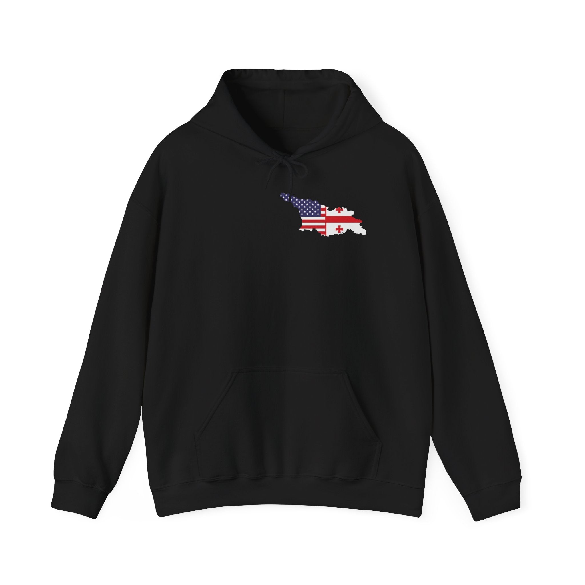 MERAB DVALISHVILI Hoodie – USA &GEORGIA Flag Small Chest + Back Wrestler Belt Design