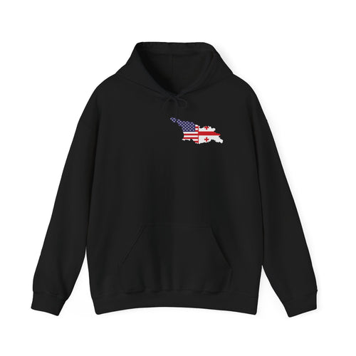 MERAB DVALISHVILI Hoodie – USA &GEORGIA Flag Small Chest + Back Wrestler Belt Design