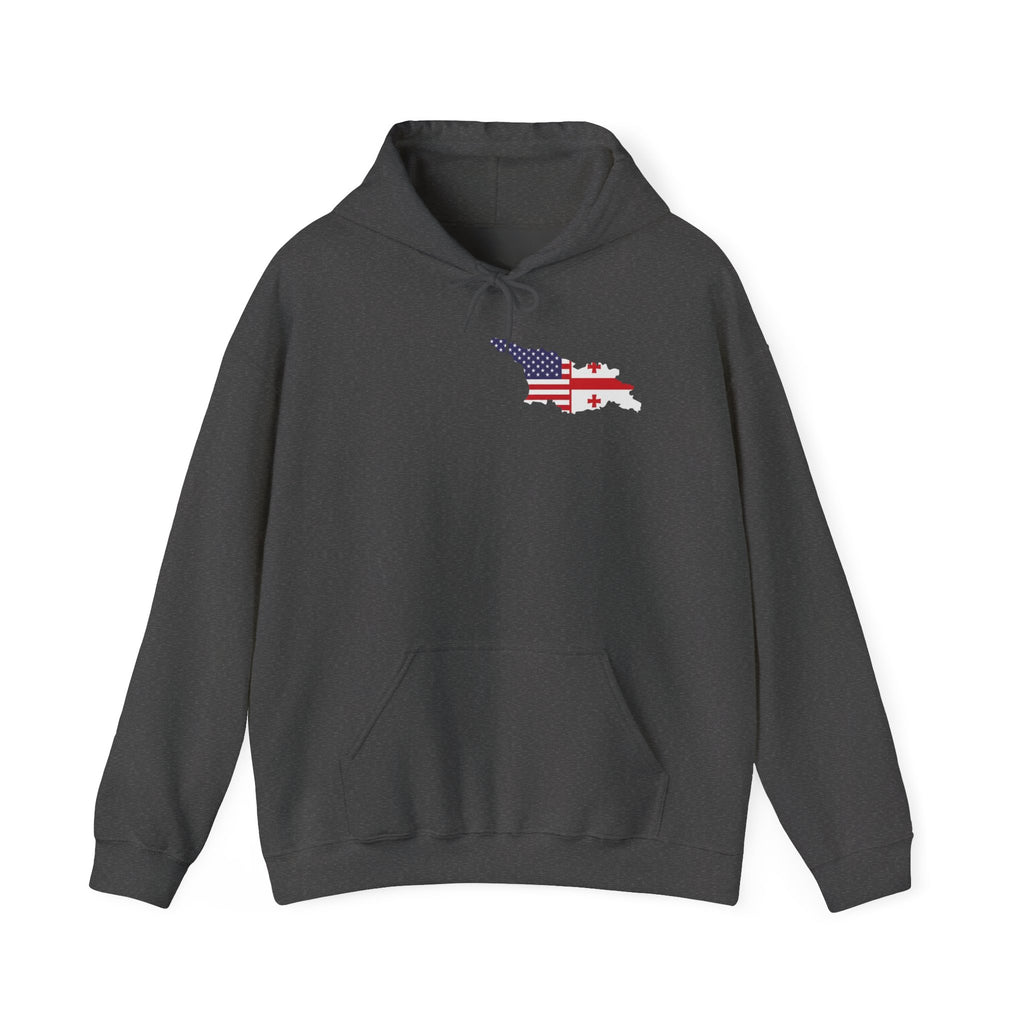MERAB DVALISHVILI Hoodie – USA &GEORGIA Flag Small Chest + Back Wrestler Belt Design