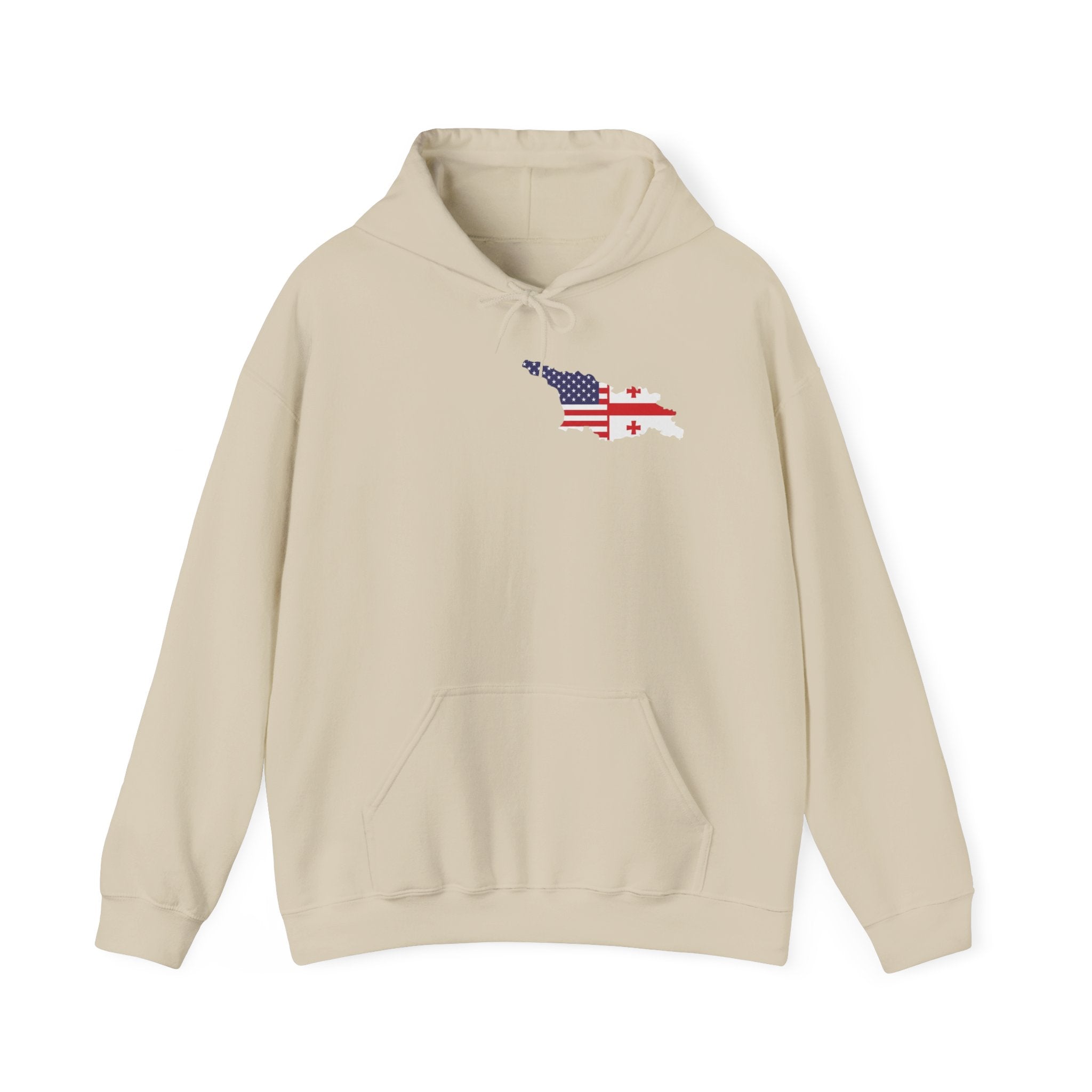 MERAB DVALISHVILI Hoodie – USA &GEORGIA Flag Small Chest + Back Wrestler Belt Design