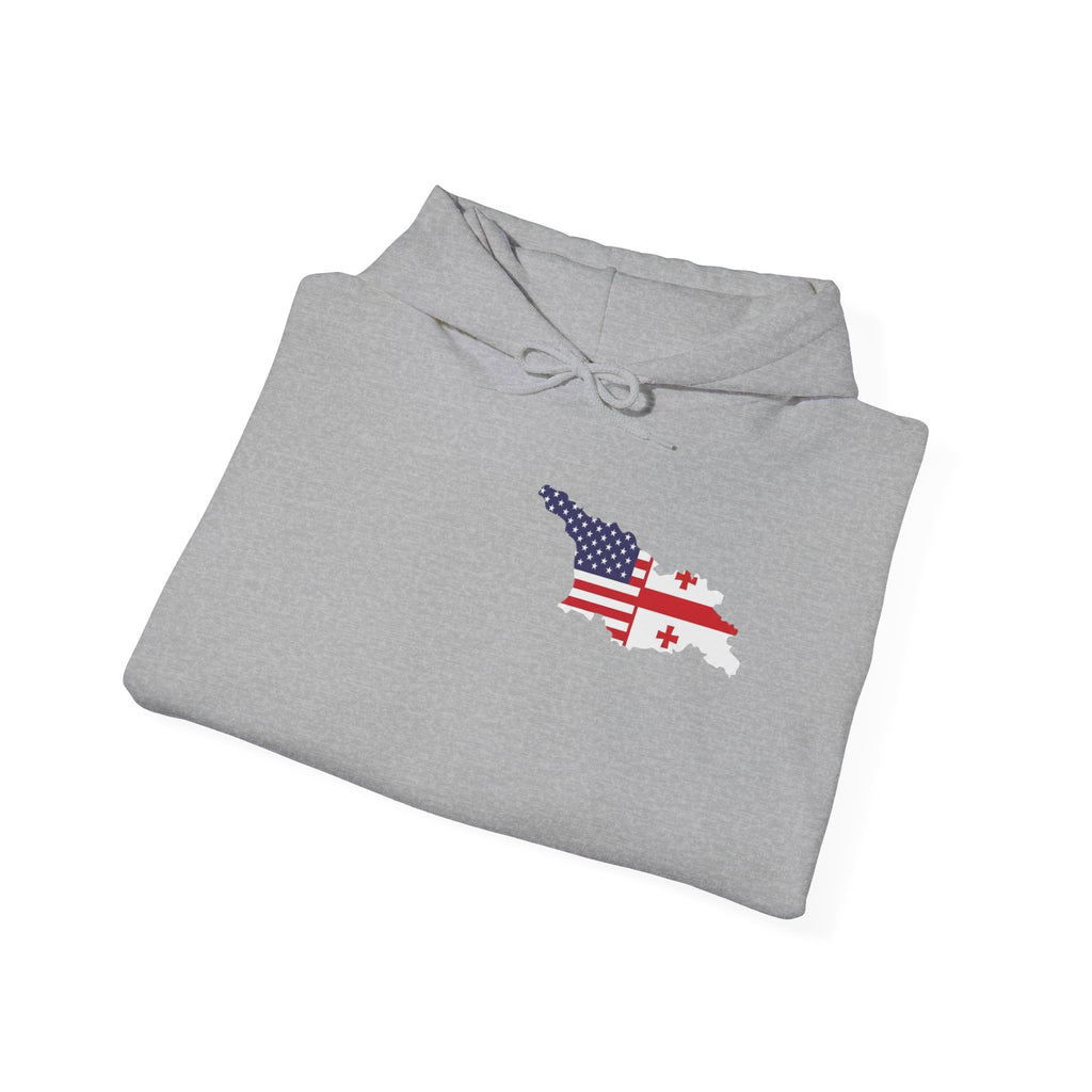 MERAB DVALISHVILI Hoodie – USA &GEORGIA Flag Small Chest + Back Wrestler Belt Design