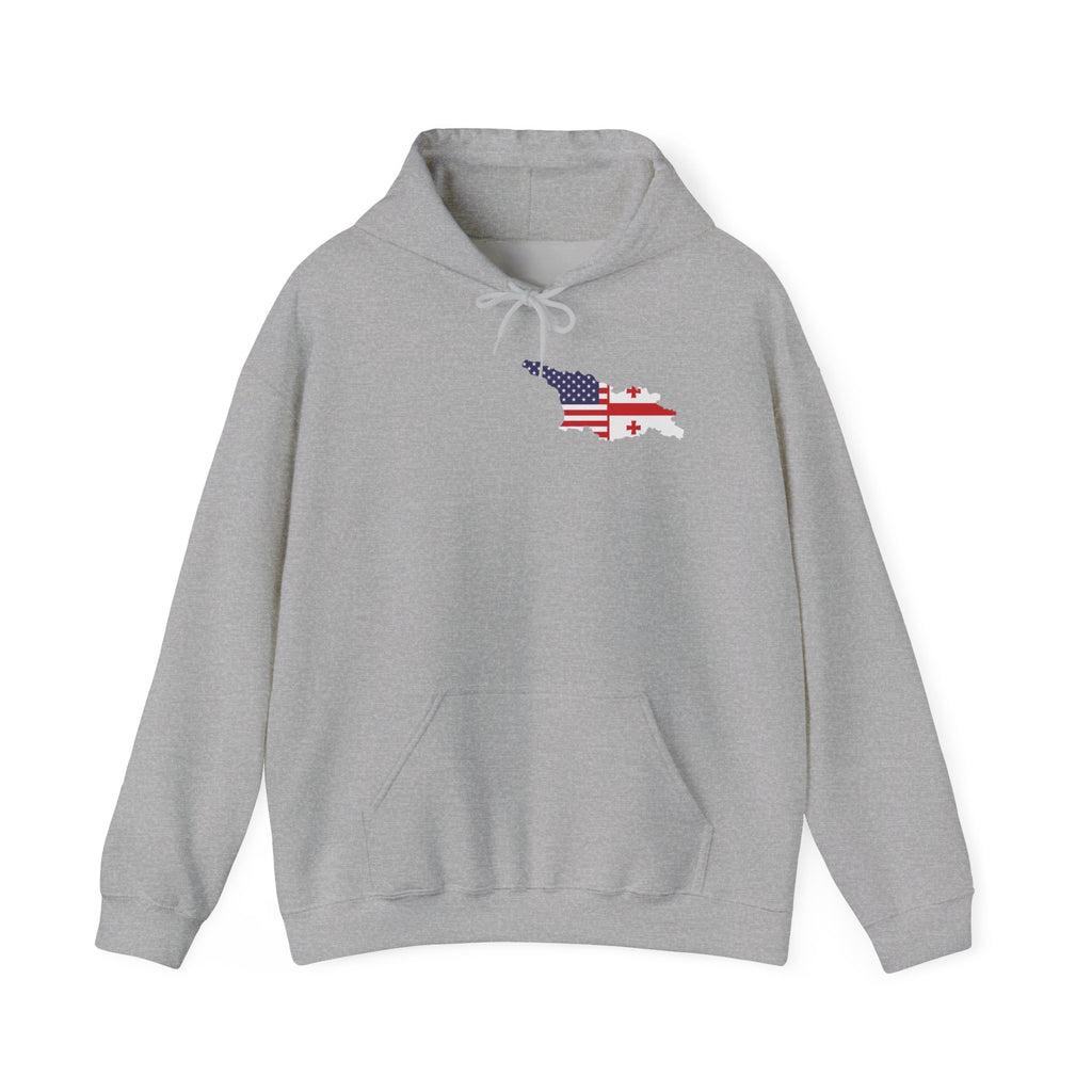 MERAB DVALISHVILI Hoodie – USA &GEORGIA Flag Small Chest + Back Wrestler Belt Design