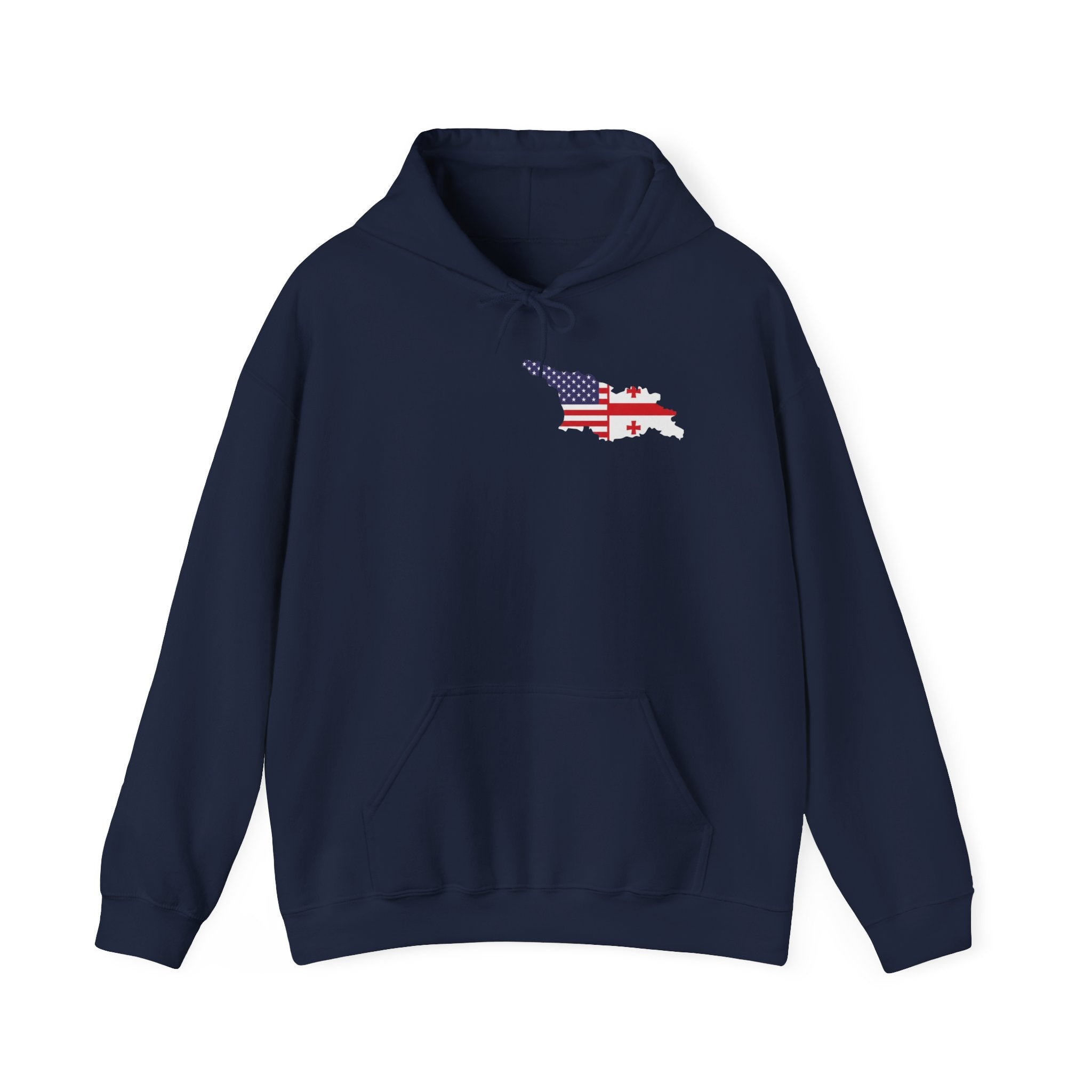 MERAB DVALISHVILI Hoodie – USA &GEORGIA Flag Small Chest + Back Wrestler Belt Design