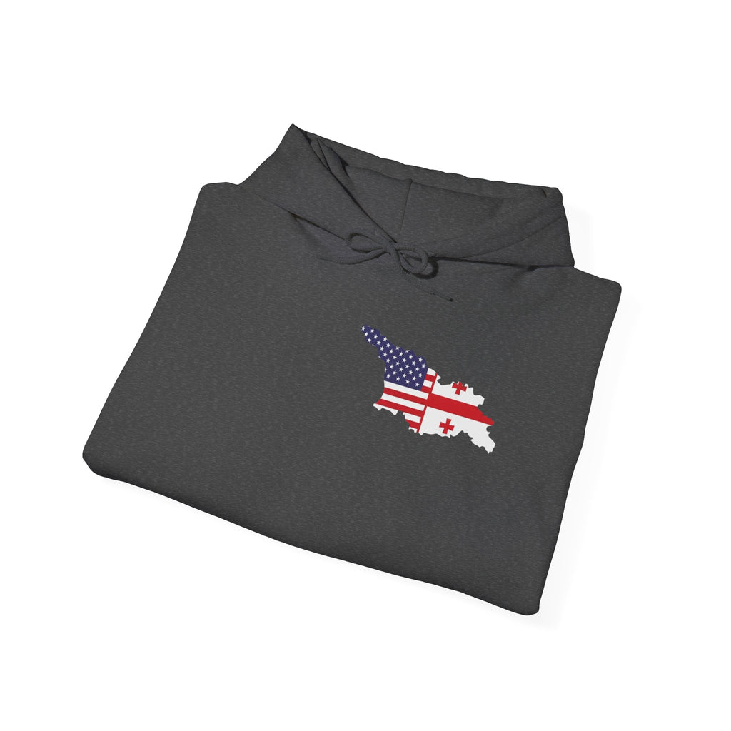 MERAB DVALISHVILI Hoodie – USA &GEORGIA Flag Small Chest + Back Wrestler Belt Design