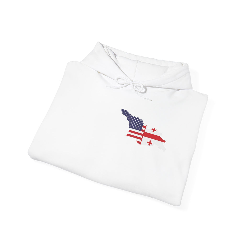 MERAB DVALISHVILI Hoodie – USA &GEORGIA Flag Small Chest + Back Wrestler Belt Design