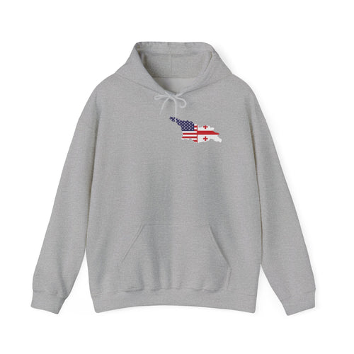 MERAB DVALISHVILI Hoodie – USA &GEORGIA Flag Small Chest + Back Wrestler Belt Design